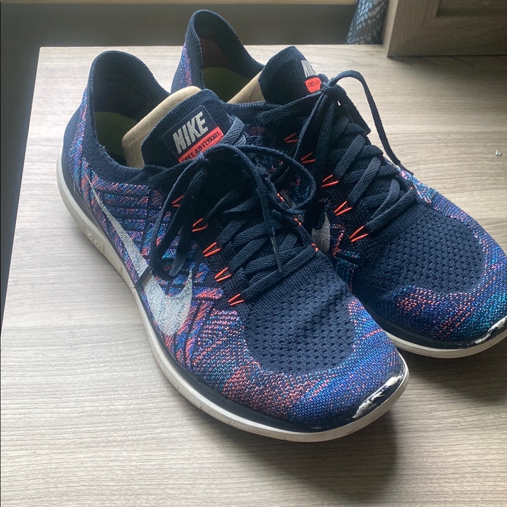 Nike Free 4.0 Flyknit Blue Running Shoes Size 11